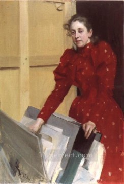 パリのスタジオ最前線でのエマ・ゾーンのポートレート スウェーデン アンダース・ゾーン Oil Paintings